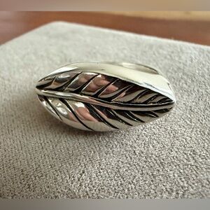Artisanal Sterling Silver Leaf Statement Ring size 7